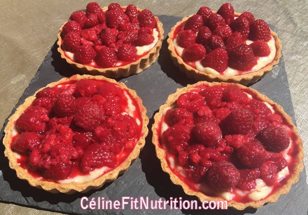 Tartelettes aux framboises healthy sans lactose
