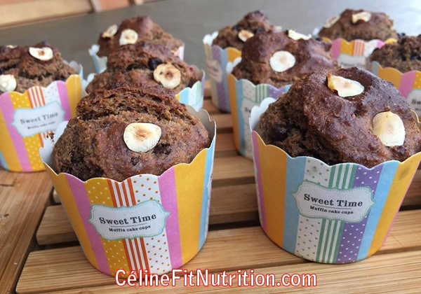 Muffins noisettes et pépites de chocolat healthy et vegan