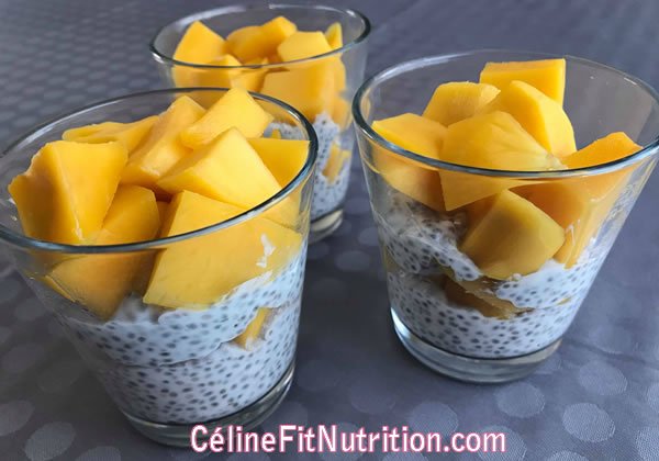 Chia pudding au lait de coco et mangue